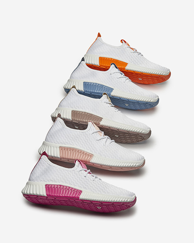 Weiße Damen-Sportschuhe mit orangefarbenen Einsätzen Kedeti - Footwear