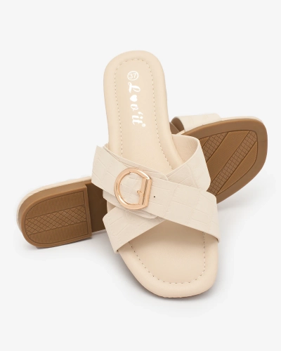 Royalfashion Beige Damen-Flip-Flops mit Prägung Koceva