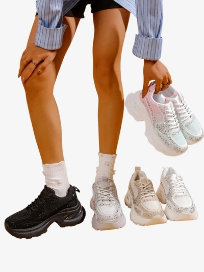 Royalfashion Damen Sport Sneakers mit Strass Bloss