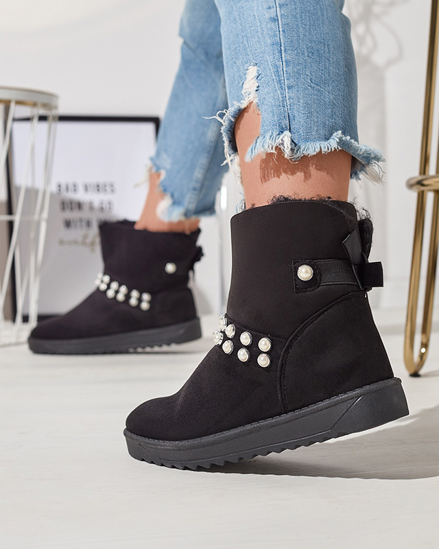 Schwarze Damen-Schneestiefel mit Himini-Band - Schuhe