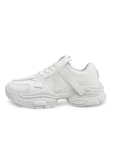 Damen weiße Sneakers Arete aus Öko-Leder, flacher Absatz, Frühlingskollektion
