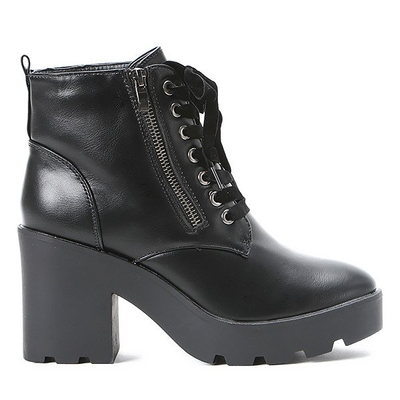 Czarne botki na grubej podeszwie - Obuwie