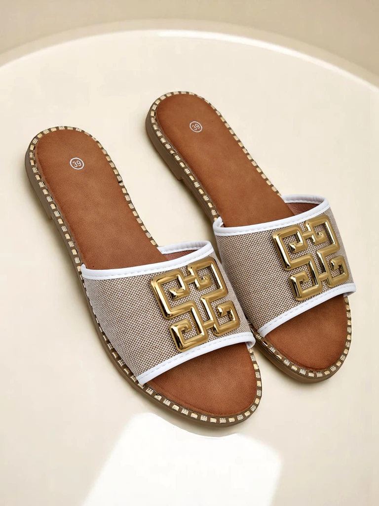 Royalfashion Damen-Pantoletten mit flacher Sohle Rorole