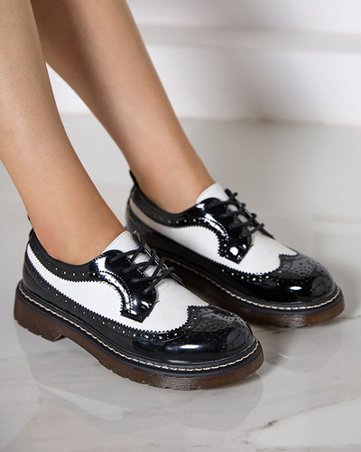 Schwarz-weiß lackierte Damen-Schnürschuhe Vyvana- Footwear