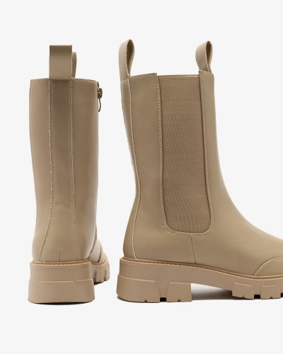 Royalfashion Hohe Damenstiefel in Beige Adiofa