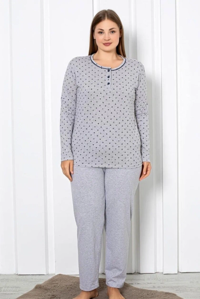 Royalfashion Damen Baumwolle 2-teiliger Schlafanzug im Herzdesign XXL