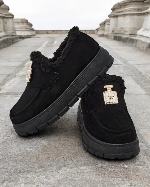 Чорні черевики Kalliope з платформою та хутром