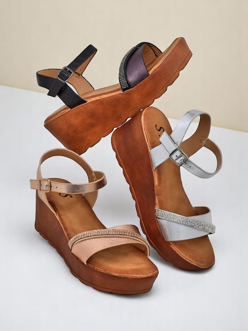 Royalfashion жіночі wedge-сандалі з стразами та блискітками Aurora Glow