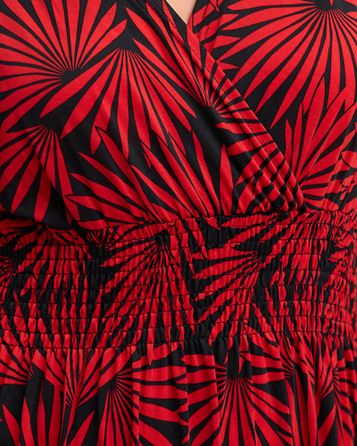 Жіноча чорно-червона сукня максі з малюнком - Одяг