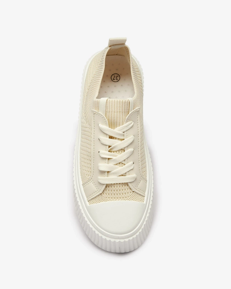 Beige Damen durchbrochene Plateau-Sneakers Demiga - Footwear