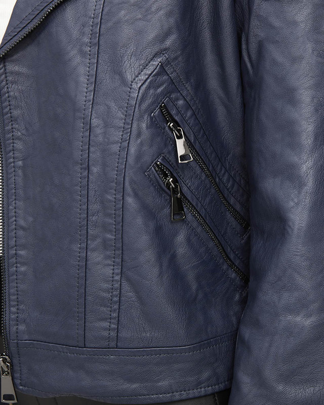 Damen Öko-Lederjacke Ramon in Marineblau- Bekleidung