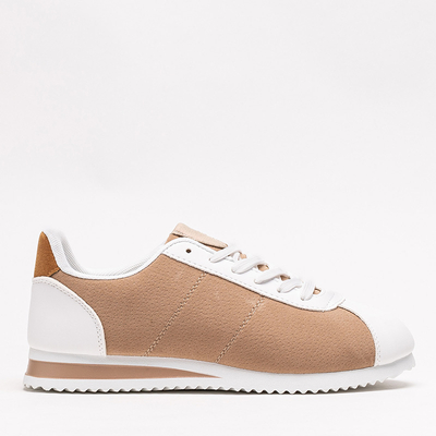 Beige Sportschuhe für Damen auf flacher Soruti-Sohle - Schuhe
