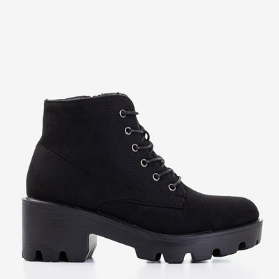 Schwarze flache Schnürstiefeletten Buster - Footwear