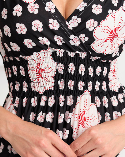 Жіноче чорне коротке плаття в квіточку - Одяг