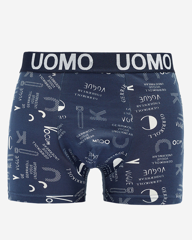 Marineblaue Boxershorts für Herren mit Aufdruck - Unterwäsche