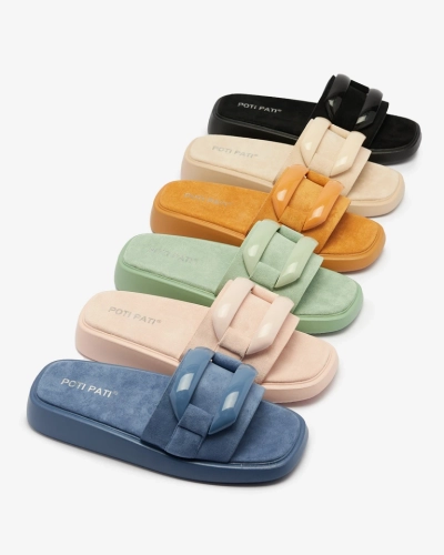 Braune Damen-Flip-Flops aus Öko-Wildleder Omve - Footwear