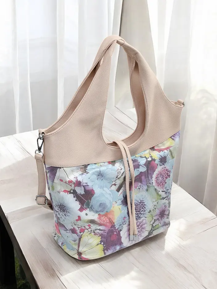 Royalfashion Große Eco-Leder-Tasche mit Blumen