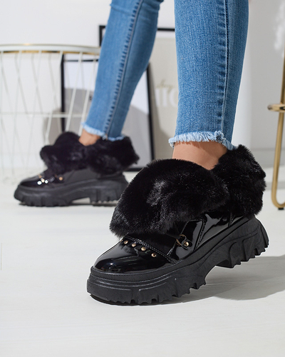 Schwarze Damen-Schneestiefel zum Schnüren Fentes- Footwear
