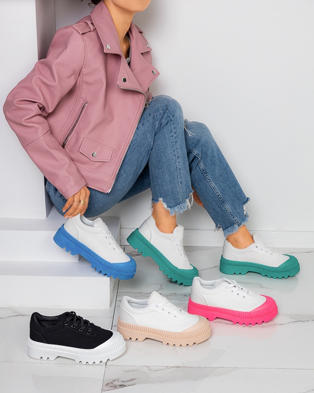 Damen-Sneaker in Weiß mit pinkfarbener Comp-Sohle - Schuhe