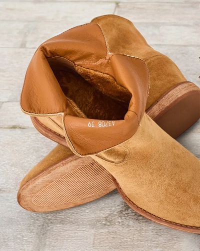 Royalfashion Stiefel im Cowboy-Stil auf verdecktem Keilabsatz Blueston