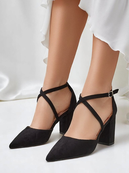 Royalfashion Damen‑Pumps aus Öko‑Kunstwildleder mit Kanastru‑Riemen