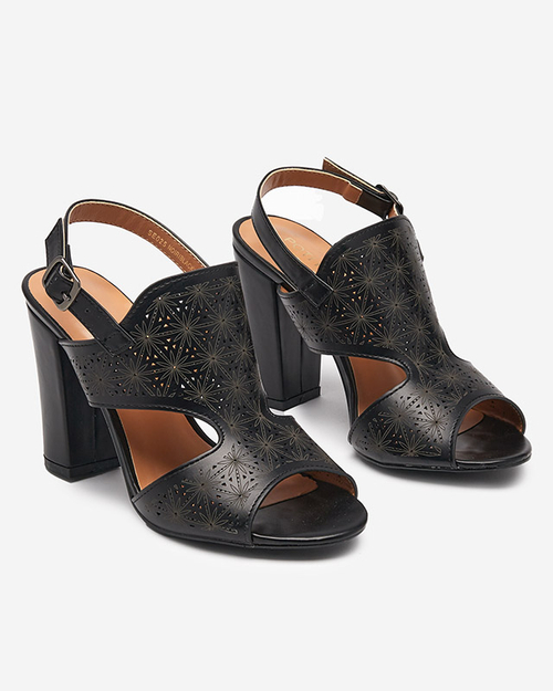 Ажурні жіночі босоніжки на поштині в чорному кольорі Mavi-Shoes