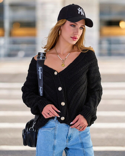 Royalfashion Damen Strickpullover mit Knöpfen