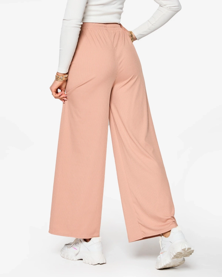 Pinke weite Palazzo-Hose mit Falten - Kleidung