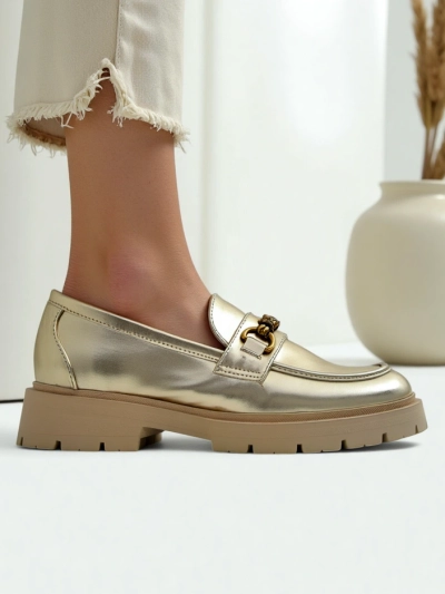 Royalfashion Damenmokassins vergoldet Goldlove