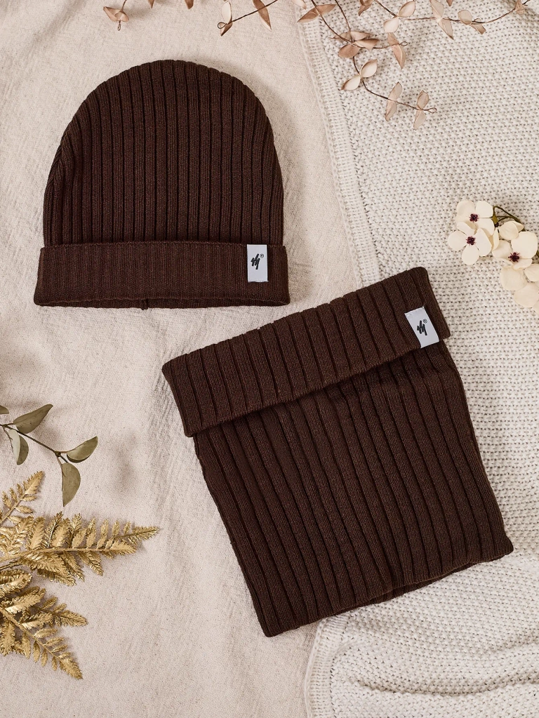 Royalfashion Winter-Set universell - Beaniemütze mit Nackenwärmer