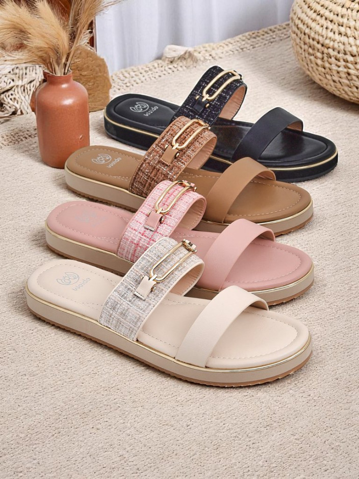 Royalfashion Damen-Pantoletten mit flacher Sohle Mamma