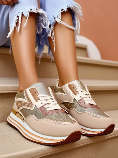 Royalfashion Damen Sneakers mit Glitzer Borovis