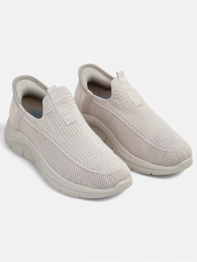 Aurelia Comfort Beige Slip-On Damen Stoffschuhe mit flachem Absatz