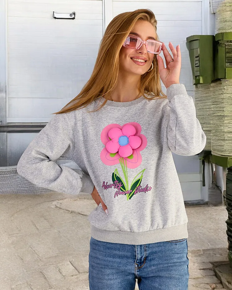 Royalfashion Damen Sweatshirt mit dünnem Druck