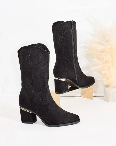 Royalfashion Durchbrochene niedrige Stiletto-Stiefel Hewir