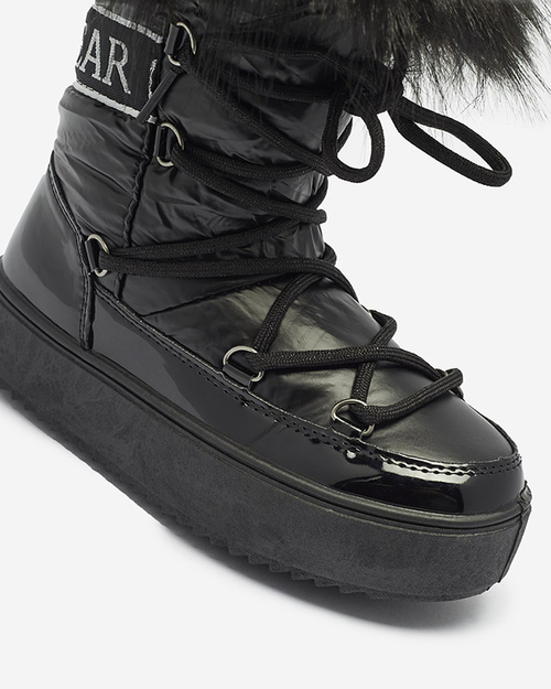 Чорні дитячі сліпони а-ля снігоступи з хутром Asika - Взуття