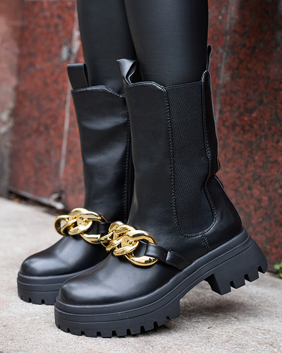 Damenstiefel mit Kette in schwarz Evves- Footwear