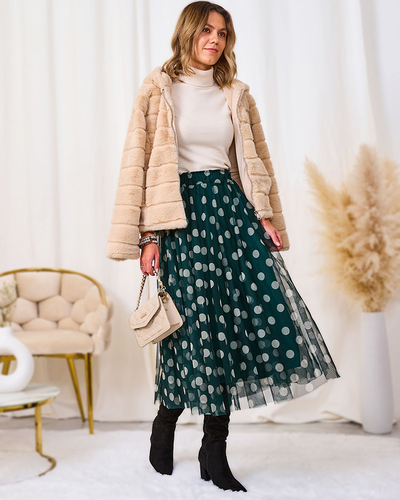 Royalfashion Dunkelgrüner doppellagiger Erbsen-Midirock für Damen