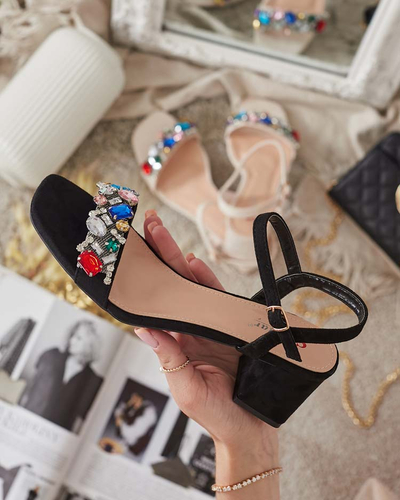 Босоніжки жіночі Royalfashion на стійці з кристалами Osdar