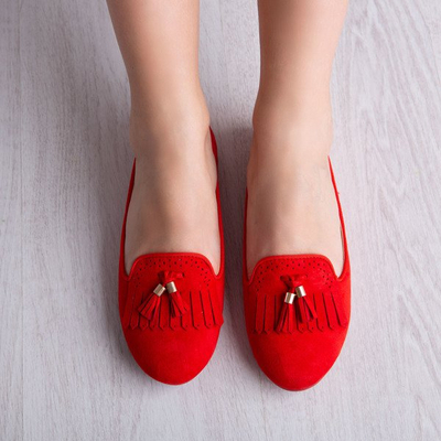 Tausendima rote Mokassins mit Fransen - Schuhe