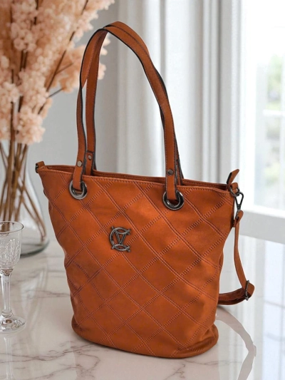 Damenhandtasche Latona braun aus Öko-Leder, geräumige Shopper-Tasche mit Reißverschluss