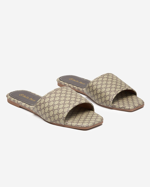 Жіночі шльопанці з візерунком кольору хакі Reverdi - Взуття