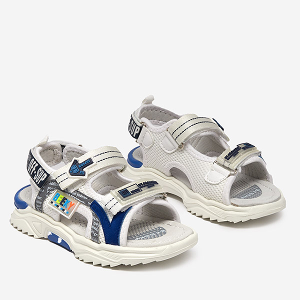 Weiße und marineblaue Kindersandalen mit Ceteris-Klettverschluss - Schuhe