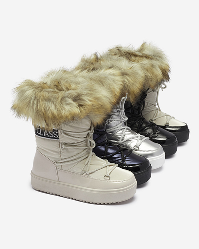 Beige Damen-Schneestiefel mit Fell Lilitsa- Footwear