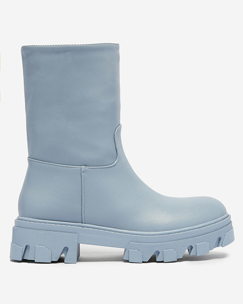 Блакитні жіночі чоботи з утепленням Mekira