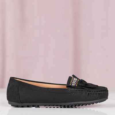 Schwarze Mokassins mit Kaddo-Fransen - Schuhe