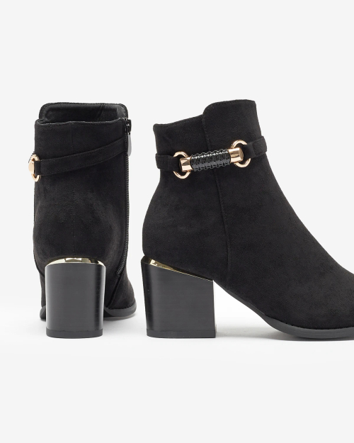 Royalfashion Чорні жіночі утеплені ботильйони з екозамші