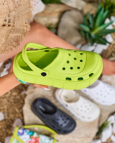 Royalfashion Neongrüne Damen-Flip-Flops mit durchbrochener Verzierung Mightty