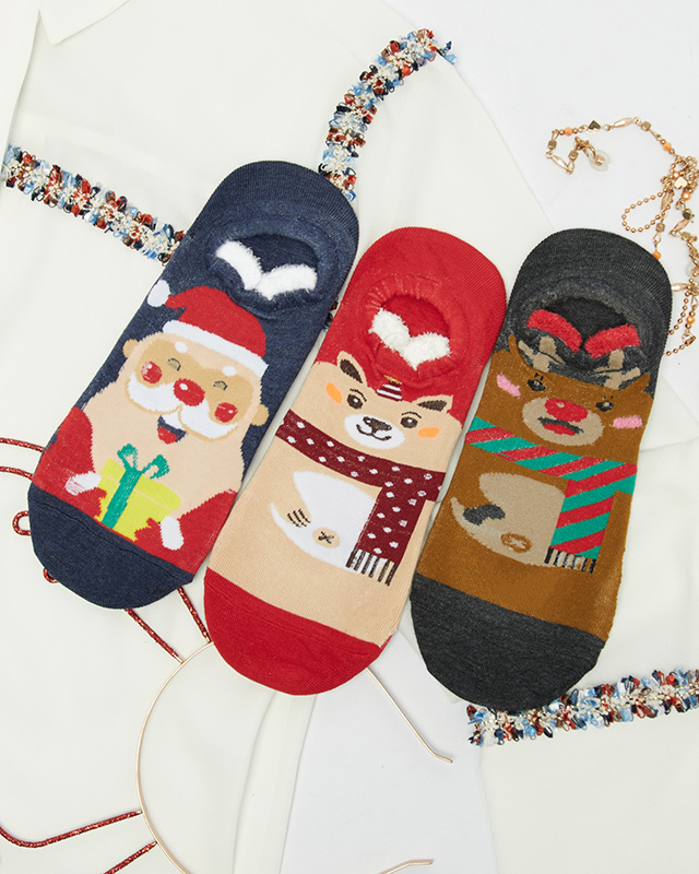 Damen bunte Füße mit Weihnachtsdruck 3er-Pack - Unterwäsche