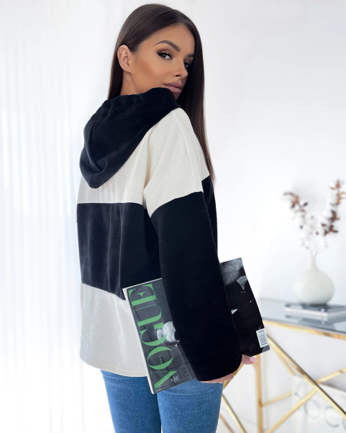 Royalfashion Бежево-чорне жіноче худі оверсайз